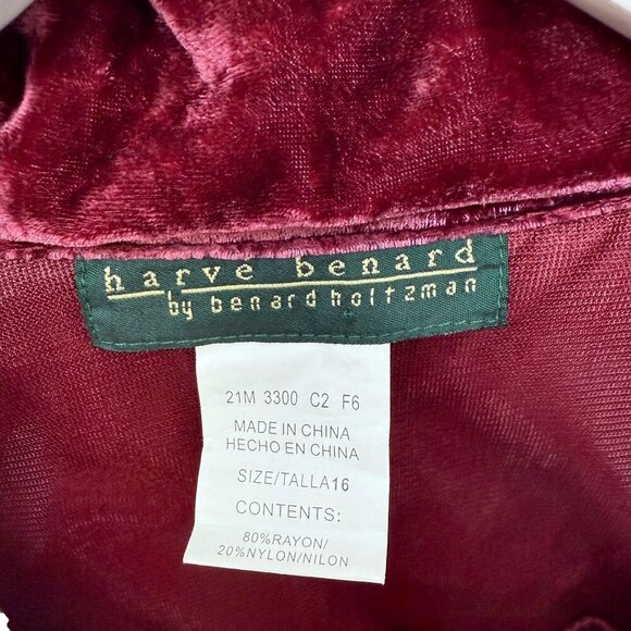 Harve Benard Red Velvet Jean Jacket Size 16 Womens Evening Holiday Party NWT - Picture 7 of 10